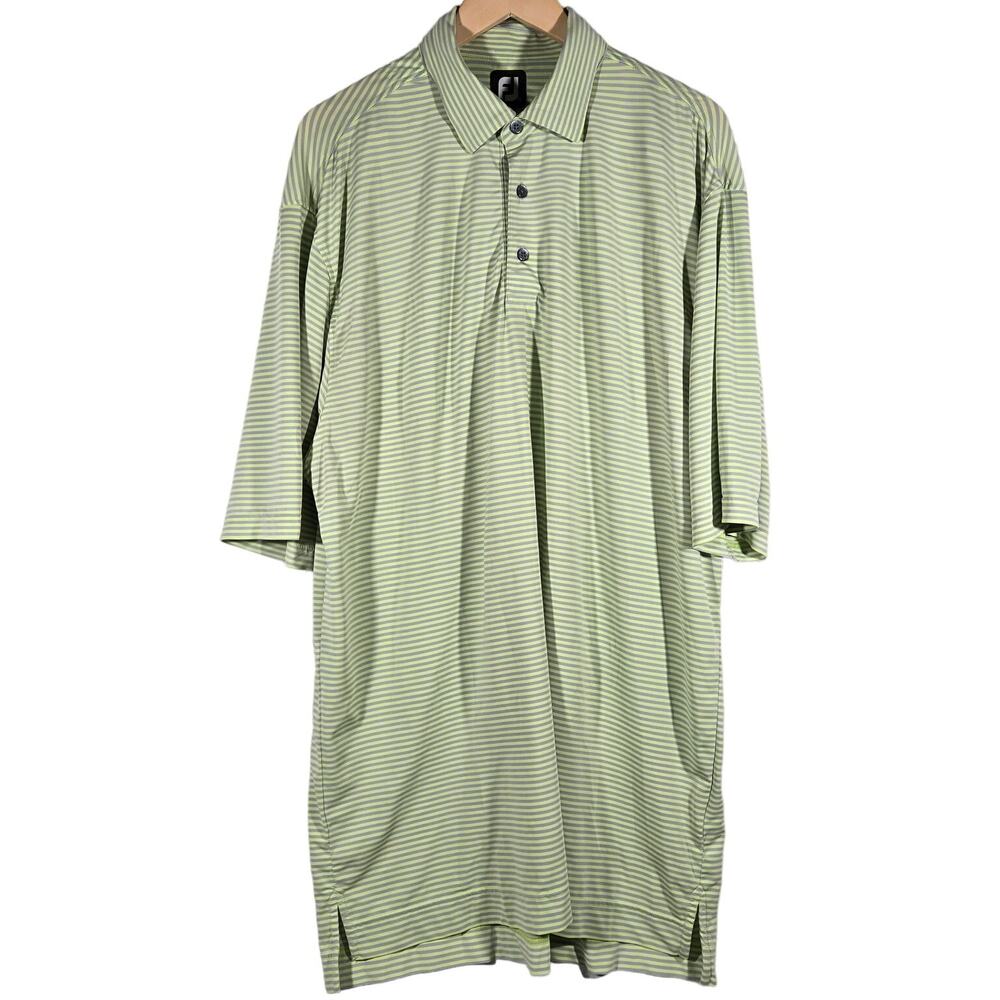 FootJoy Golf Polo Shirt Mens XL Green Grey Striped Short Sleeve Performance Polo